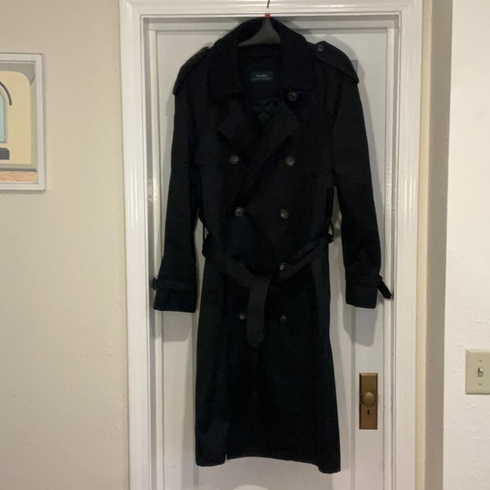 Ralph Lauren Black Trench Coat - Picture 2 of 6